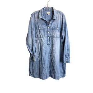 Peyton & Parker Womens XL Chambray Shirt Dress Blue Denim Long Sleeve Pockets